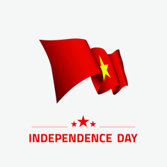 Waving flag of Vietnam for independence day greeting card, banner, social media vector illustration