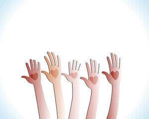 Hands love heart unity people logo vector web image