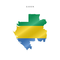 Waving flag map of Gabon. Vector illustration