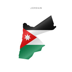 Waving flag map of Jordan. Vector illustration