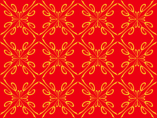 Seamless pattern design with floral background elements, beautiful ornaments, black, white, orange, pink, red, green, yellow, blue, gray, purple