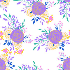 Blossom Floral pattern in the blooming botanical Motifs scattered random. Seamless vector texture. For fashion prints. Printing with in hand drawn style light blue background - 363076377
