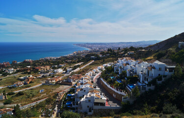 Vistas de la costa de Fuengirola desde la Estupa de la Iluminación (templo budista) de...