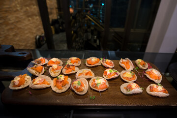 assorted canape with salmon