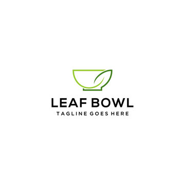 Creative modern leaf bowl logo design