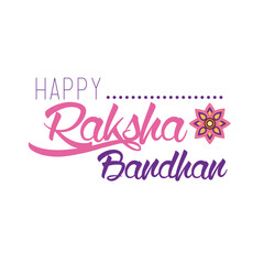 happy raksha bandhan celebration with lettering flat style