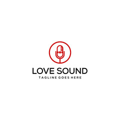 Creative modern love microphone sign logo design with circle sign.