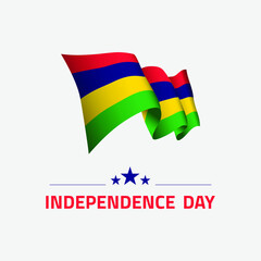 Waving flag of Mauritius for independence day greeting card, banner and social media isolated on white background vector illustration EPS 10