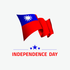 Waving flag of Taiwan for independence day greeting card, banner and social media isolated on white background vector illustration EPS 10