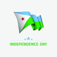 Waving flag of Djibouti for independence day greeting card, banner and social media isolated on white background vector illustration EPS 10