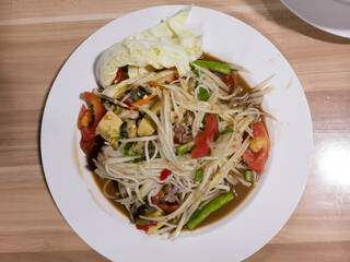 Thai food - som tum spicy papaya salad