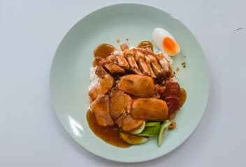 grilled crrispy pork with rice - chinese food