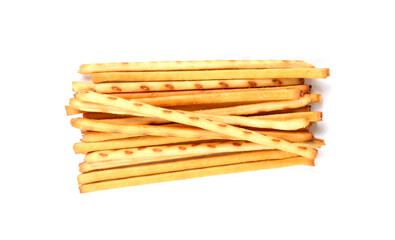 Pile of pretzel sticks isolated on white background