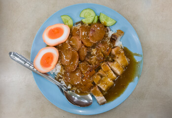 Chinese grilled and roasted pork with red sauce