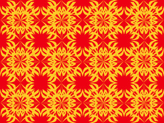 Seamless pattern design with floral background elements, beautiful ornaments, black, white, orange, pink, red, green, yellow, blue, gray, purple, brown