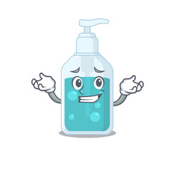 A cute picture of grinning hand sanitizer caricature character