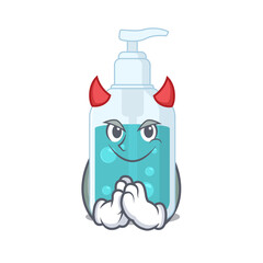 Hand sanitizer clothed as devil cartoon character design concept