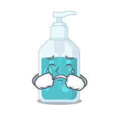 Caricature design of hand sanitizer having a sad face