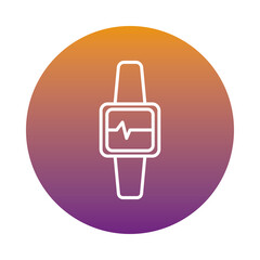 smartwatch with cardiology app block style icon