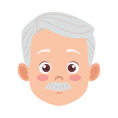 happy old grandfather with mustache avatar character