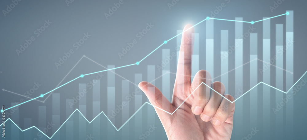 Wall mural plan graph growth and increase of chart positive indicators