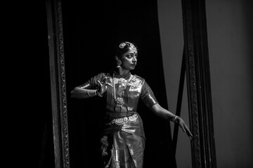 Fototapeta na wymiar A graceful bharatnatyam dancer