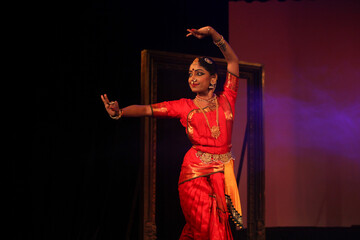 A graceful bharatnatyam dancer