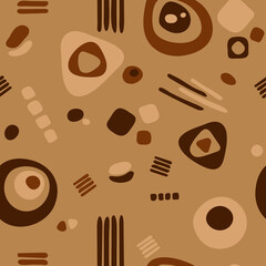 abstract shapes. vector seamless pattern. simple brown repetitive background. textile paint. fabric swatch. wrapping paper. continuous print. design element for home decor, phone case, apparel
