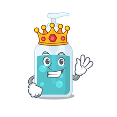 A Wise King of hand sanitizer mascot design style with gold crown