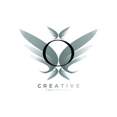 Fototapeta premium Letter O Luxury Black Thin Wing Logo Template