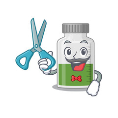 Vitamin syrup cartoon character design as talented barber