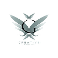 Letter G Luxury Black Thin Wing Logo Template
