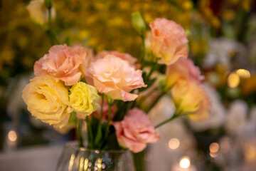 yellow and orange roses in shallow depth of field