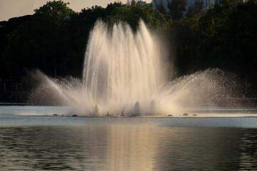 fountain in pond park