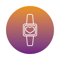 smartwatch with cardiology app block style icon