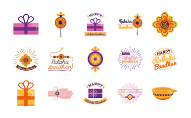 bundle of happy raksha bandhan celebration set icons