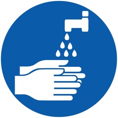 Wash your hands or sanitize hands mandatory sign. for preventing coronavirus covid-19 concept