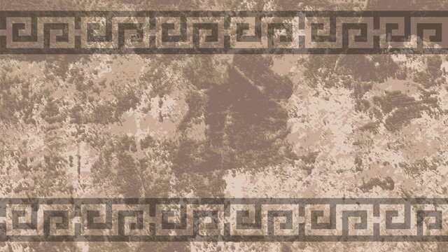 Video background in grunge style, shades of brown. Ancient ethnic pattern. 