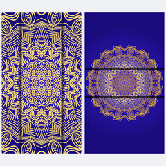 Obraz premium Visit Card Template With Floral Mandala Pattern. Vector Template. Islam, Arabic, Indian, Mexican Ottoman Motifs. Hand Drawn Background.