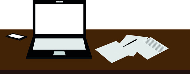 Notebooks and documents on the table