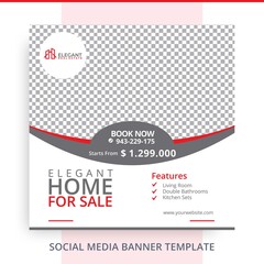Editable Home For Sale Real Estate Red Banner Promotions Red Black
