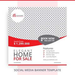 Editable Home For Sale Real Estate Red Banner Promotions Red Black