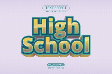 Editable Text Effect High School Vector Style for advertising, social media branding, and many and many More