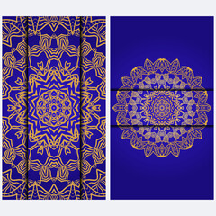 Visit Card Template With Floral Mandala Pattern. Vector Template. Islam, Arabic, Indian, Mexican Ottoman Motifs. Hand Drawn Background.