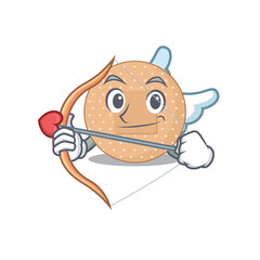 A lovable rounded bandage as a romantic cupid cartoon picture with arrow