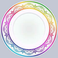 decorative plates for interior design. Empty dish, porcelain plate mock up design. Vector illustration. Decorative plates with stilish ornament patterns. Home decor background