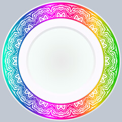 Handdrawn Pattern With Round Floral Ornament. Vector Illustration.