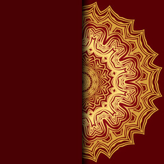 Template card with mandala. Vector. Oriental design for Christmas party invitation, Ramadan holiday, New year greeting, beauty spa salon, wedding