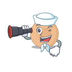 A cartoon image design of rounded bandage Sailor with binocular