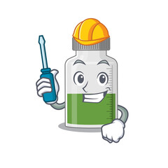 Vitamin syrup caricature design concept worked as an automotive